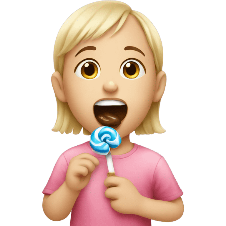 child eating a candy emoji