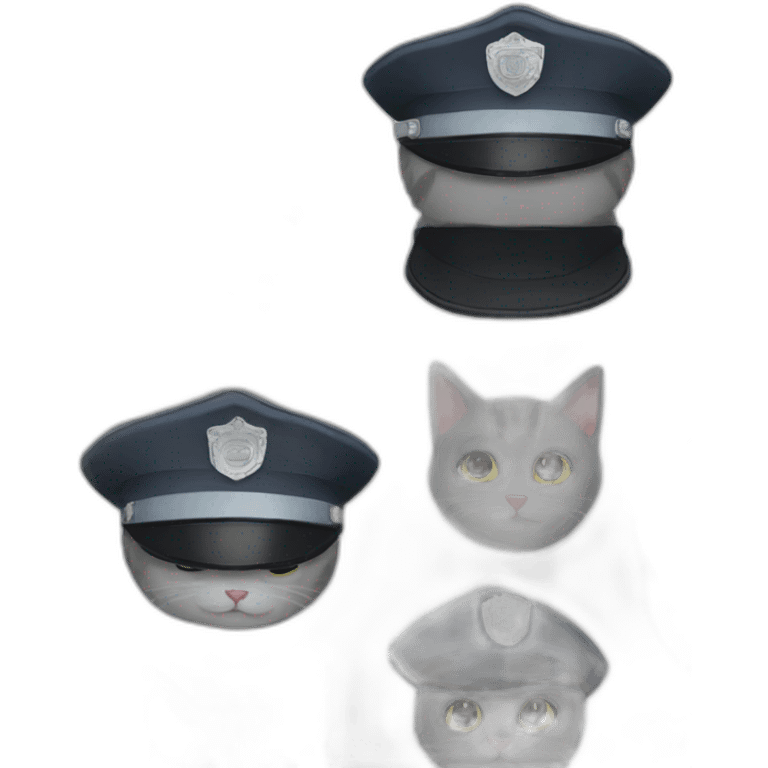 Grey cat police hat emoji