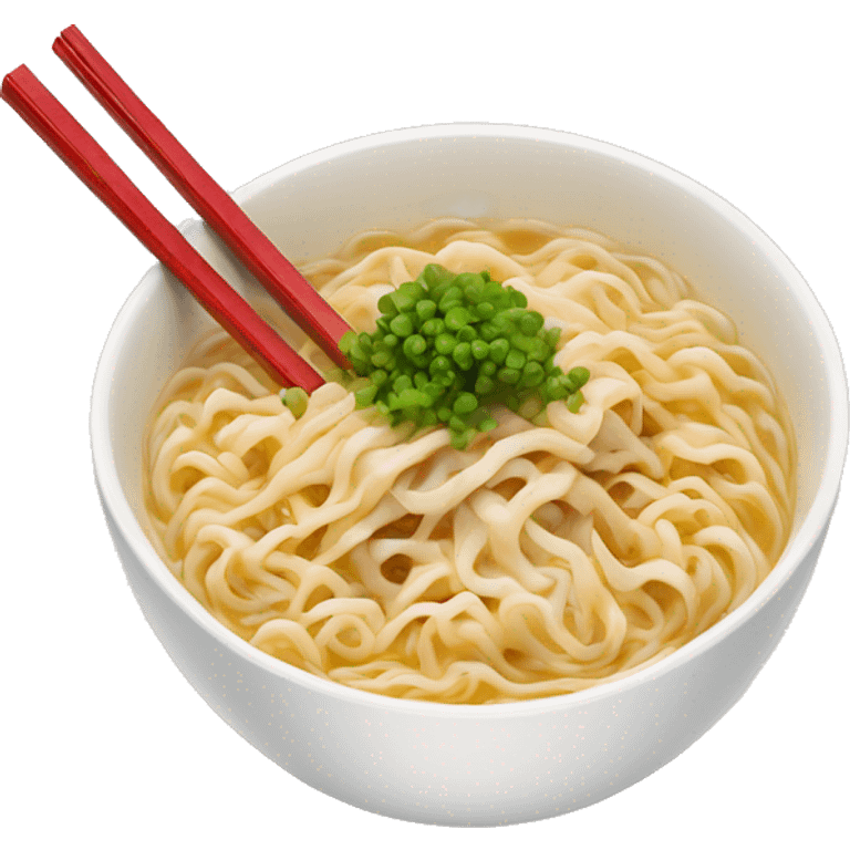 White bowl of ramen with red chopsticks  emoji