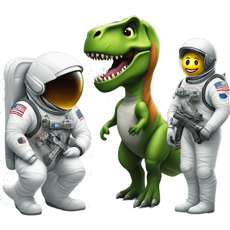 astronaut, t-rex and solider emoji