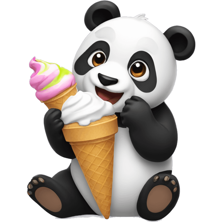 Panda eating ice cream emoji