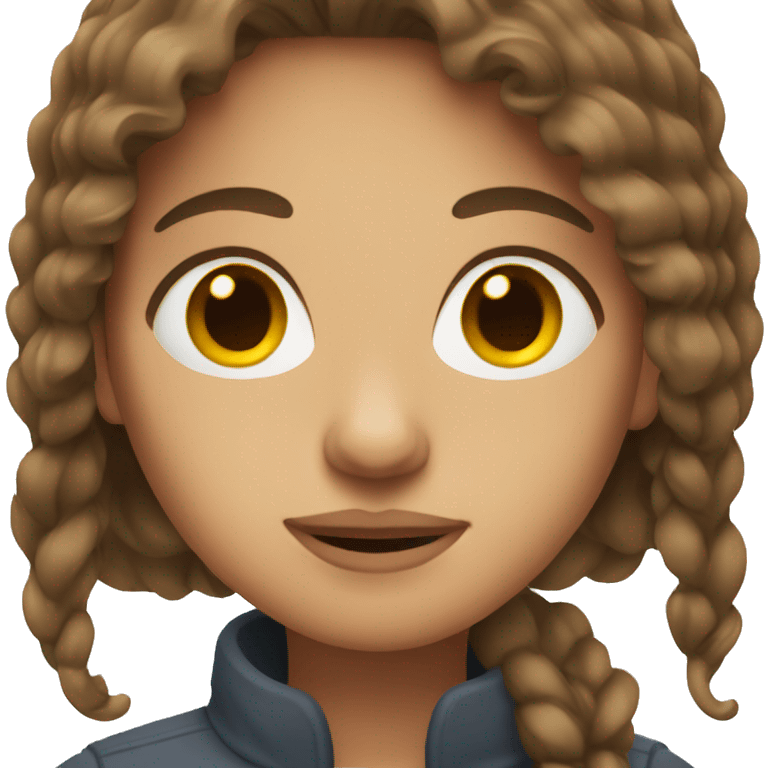 Woman with brown hair and middle part emoji