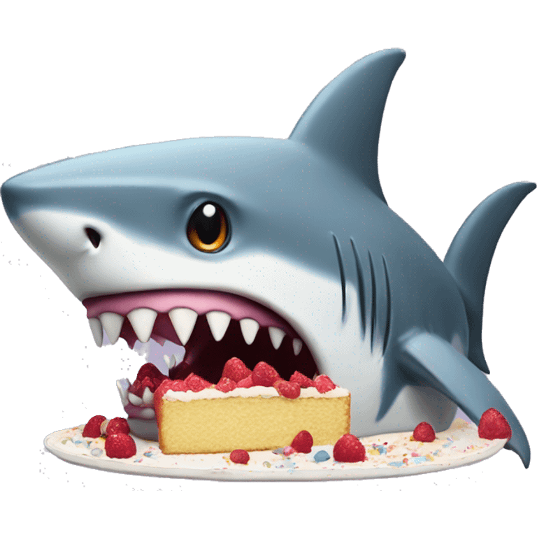 Shark with a top hat eating cake emoji