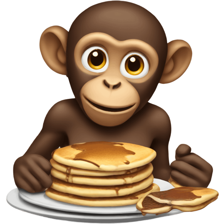 A monkey who eats a chocolate pancakes emoji