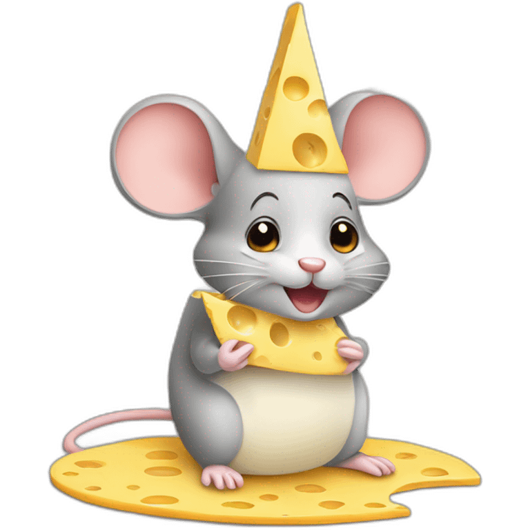 Cute mouse with cheese emoji