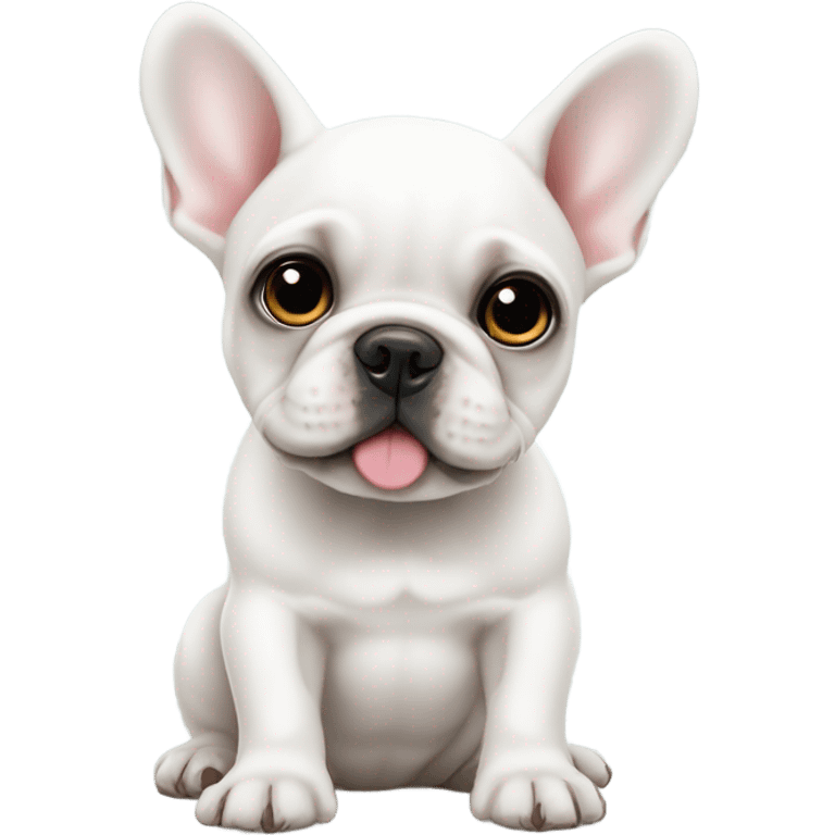 Cute white French bulldog puppy with big eyes emoji