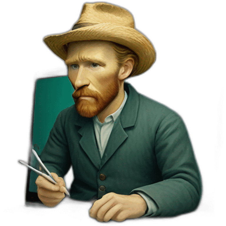 Vincent van Gogh working on a macbook emoji