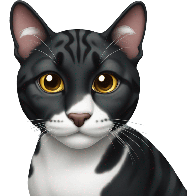 Black tiger cat with white nose emoji