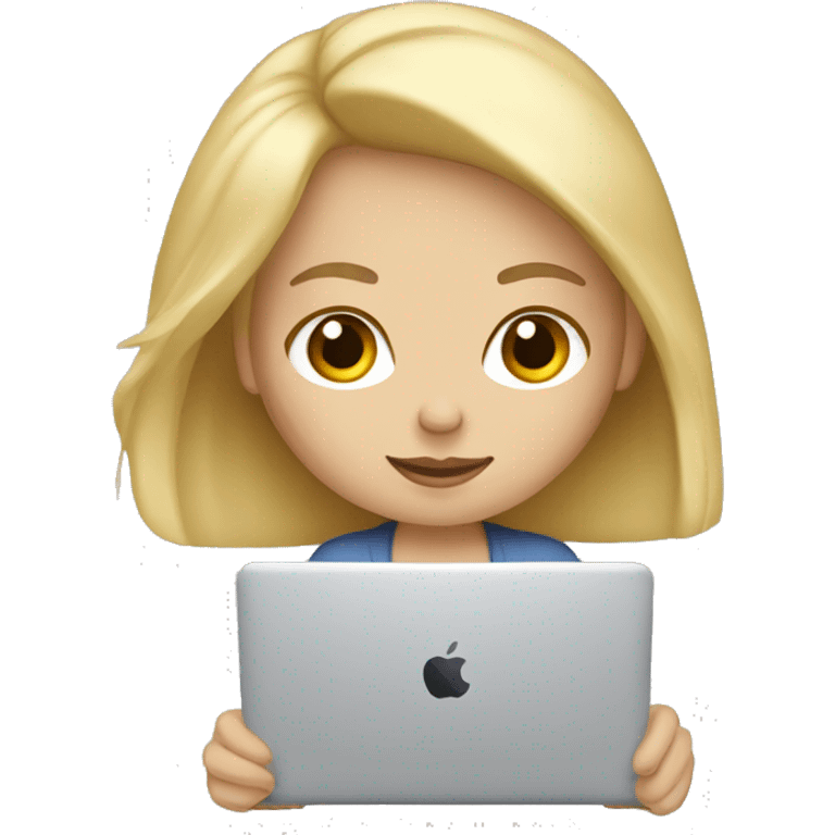 Blond white girl working on MacBook  emoji