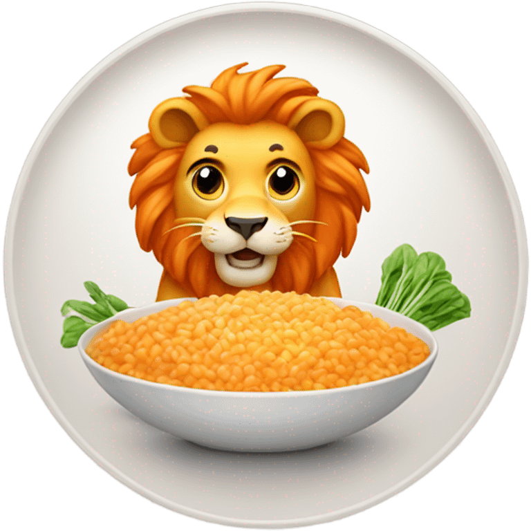 Orange Lion in a round shape eating risotto  emoji