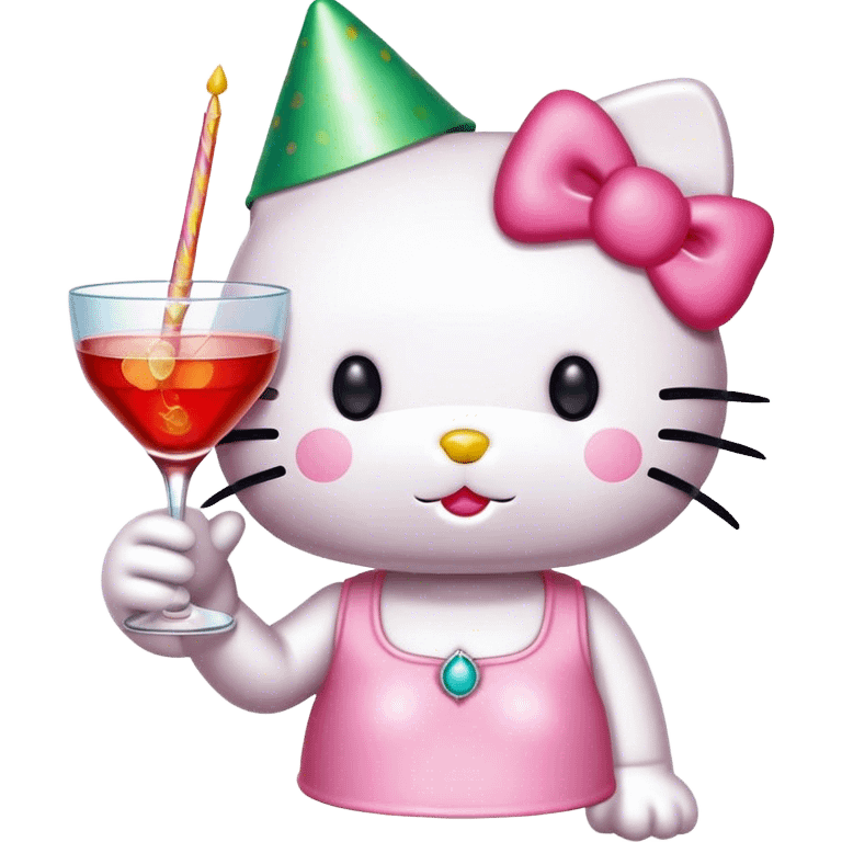 Hello kitty drinking a shot emoji