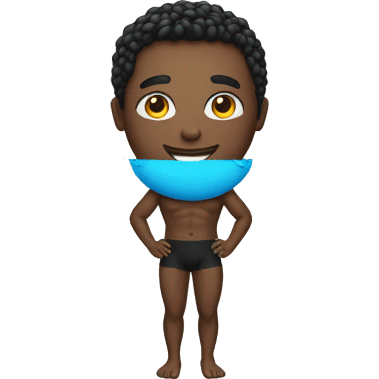 A male black MacBook wearing swimsuit emoji