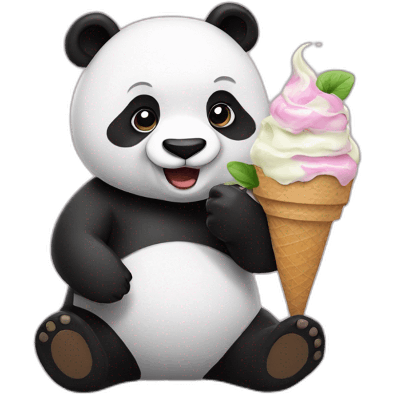 Panda eating ice cream emoji