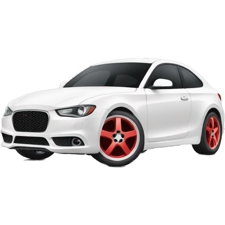 White car with red wheels emoji