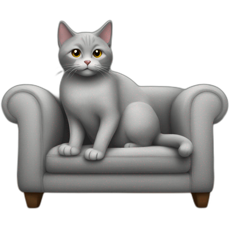 Sitting grey cat on a couch emoji