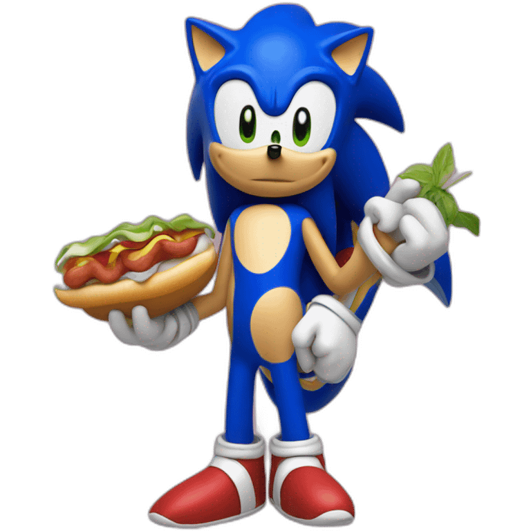 Sonic holding a chillidog emoji