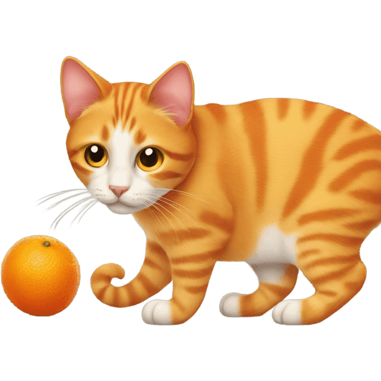 Orange cat with red mouse emoji