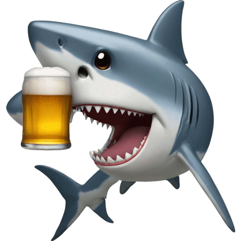 Shark drinking a beer emoji