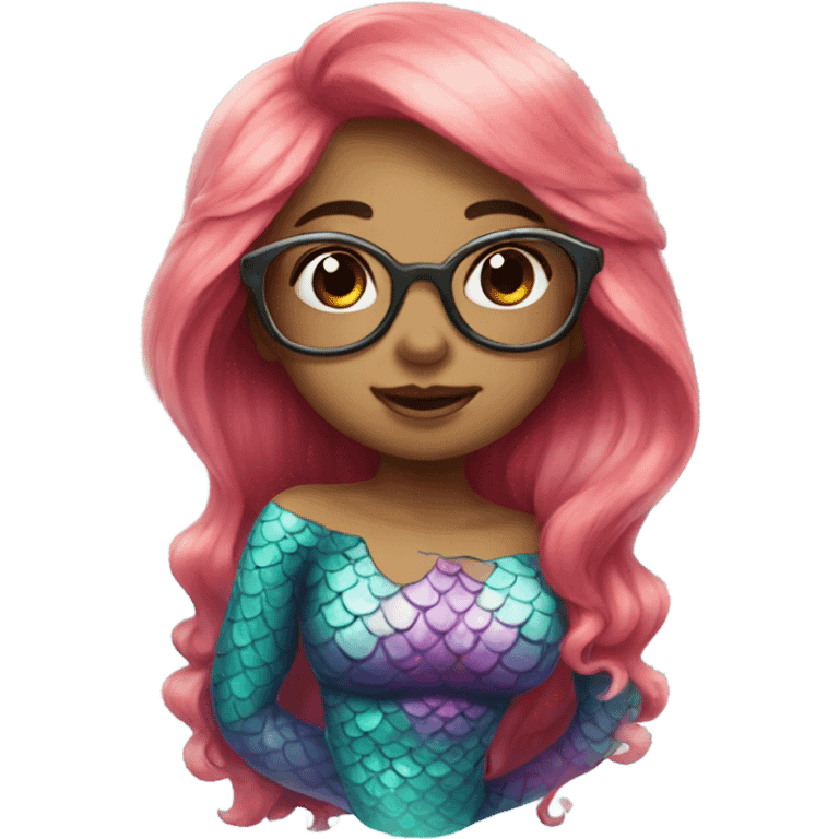 little cute mermaid kiss wearing glasses  emoji