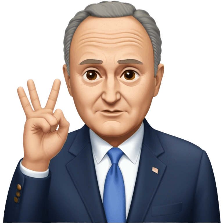 Chuck Schumer making loser sign to himself  emoji