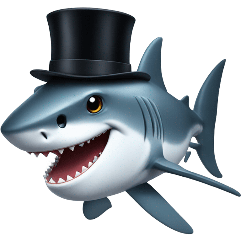 Shark with a top hat emoji