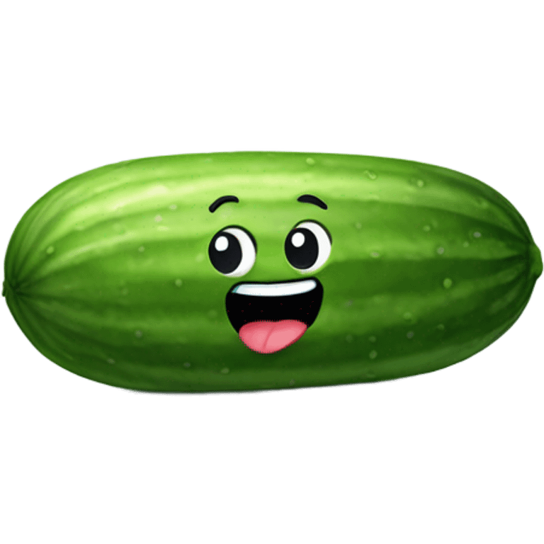 Horizontal challenged cucumber with tongue sticking out  emoji