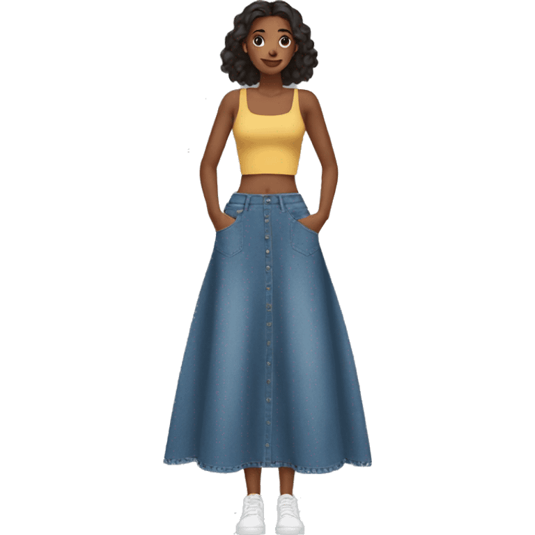 Long denim Midi skirt by itself emoji