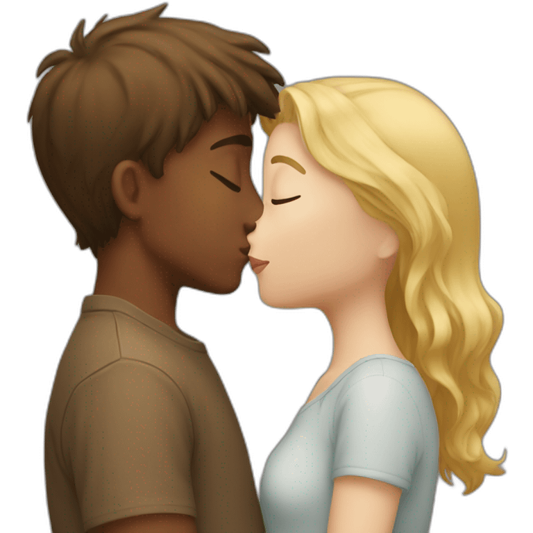 Blonde girl kissing brown haired boy emoji