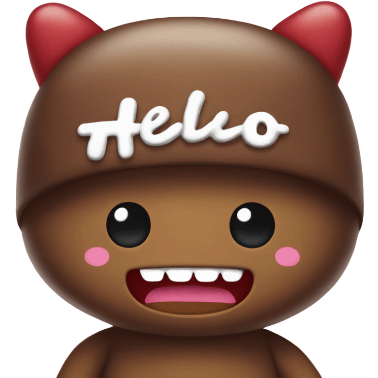 Domo wearing a hello kitty hat emoji