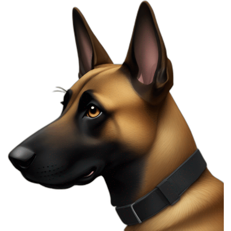 malinois dog, dark in the face emoji