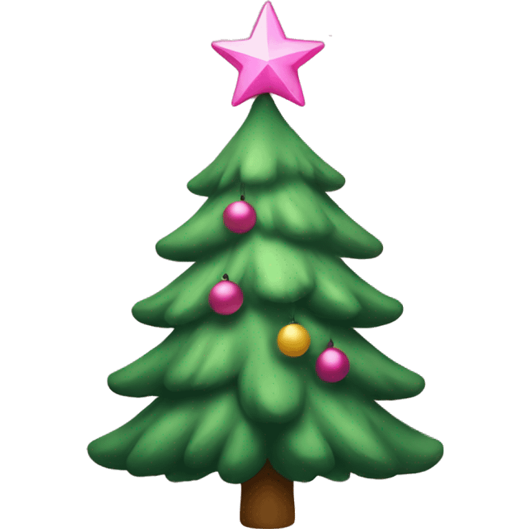 Christmas tree with a pink star emoji