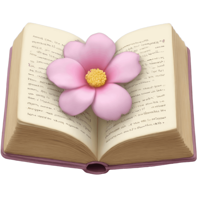 Realistic Open book with light pink flower inside emoji