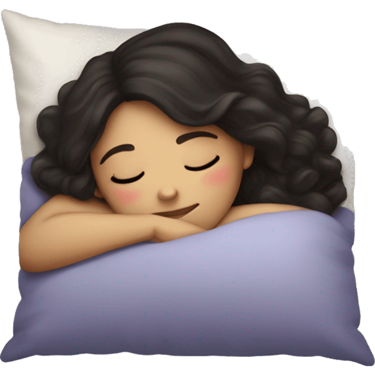 Sleeping girl on pillow dark hair emoji