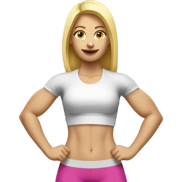 blonde gym girl with dumbbells emoji