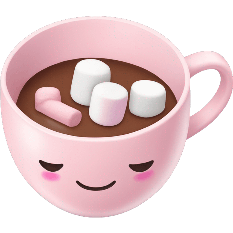 Light Pink mug of hot chocolate with marshmallows  emoji