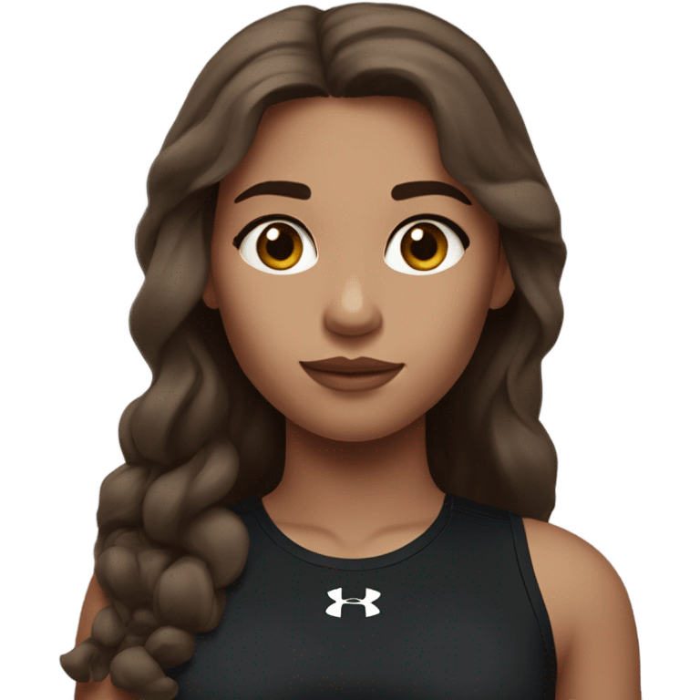 girl with long brown hair, black under armour t-shirt and not too much makeup emoji