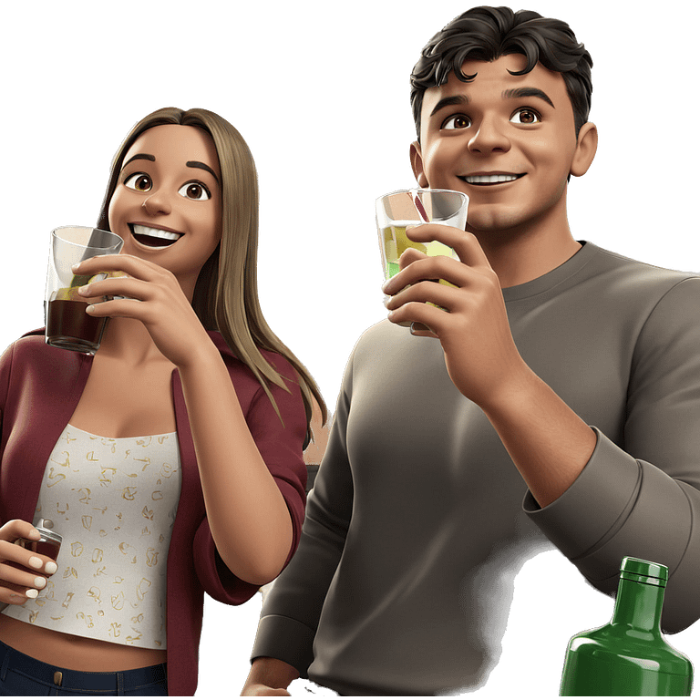 smiling couple enjoying a drink emoji