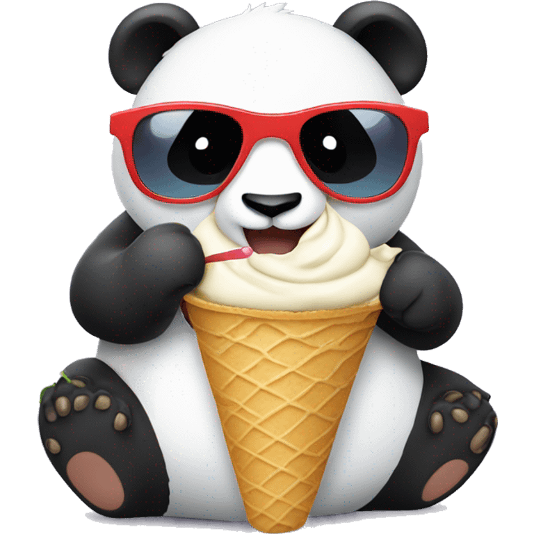 Panda eating ice cream wearing sunglasses emoji