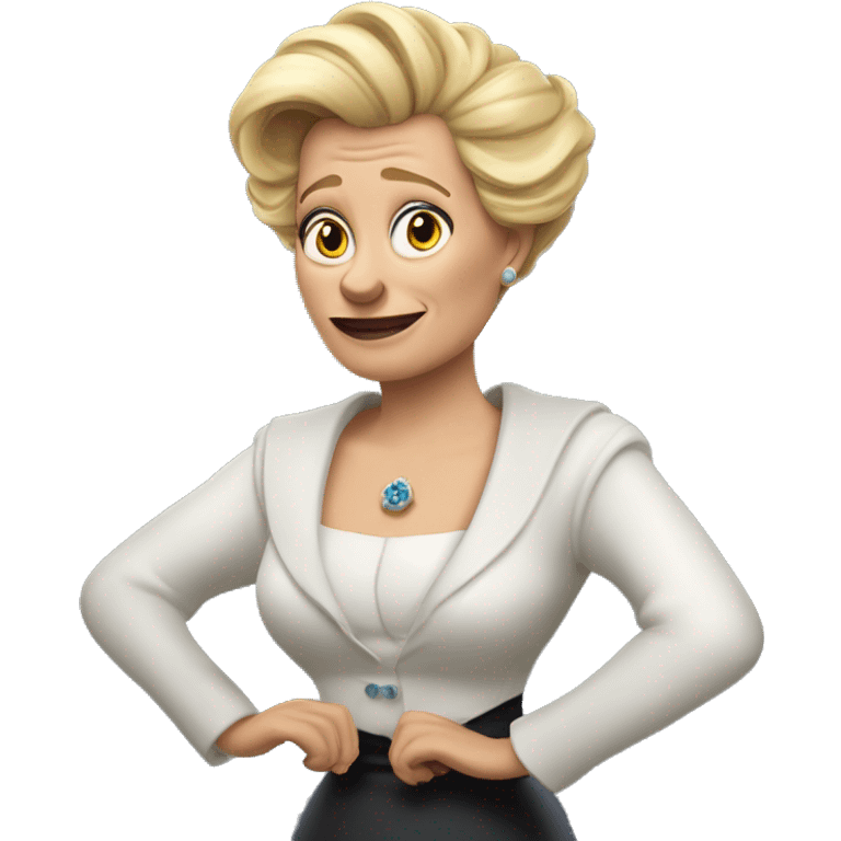 Ursula von der Leyenl very photorealistic shrugs emoji