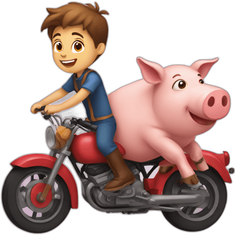 a boy riding a pig emoji