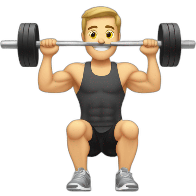 guy workout in gym with dumbell shoulder press emoji