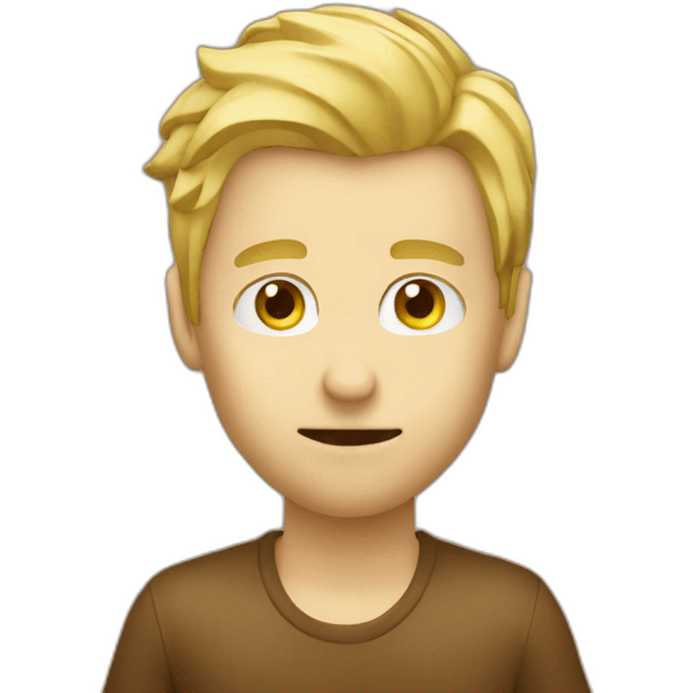 Blond man programmer eating hazelnut emoji