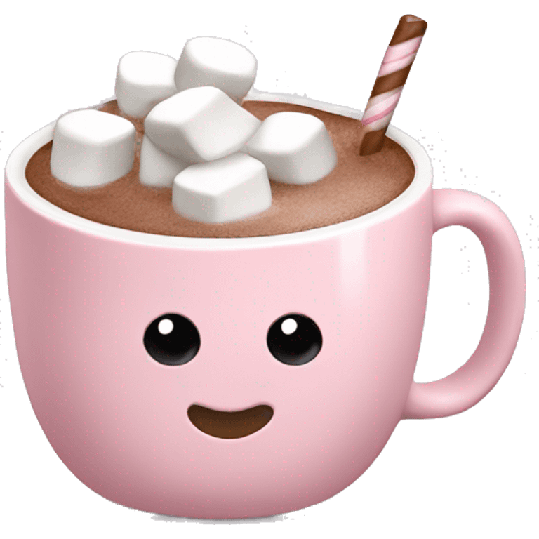 Light Pink mug of hot chocolate with marshmallows  emoji