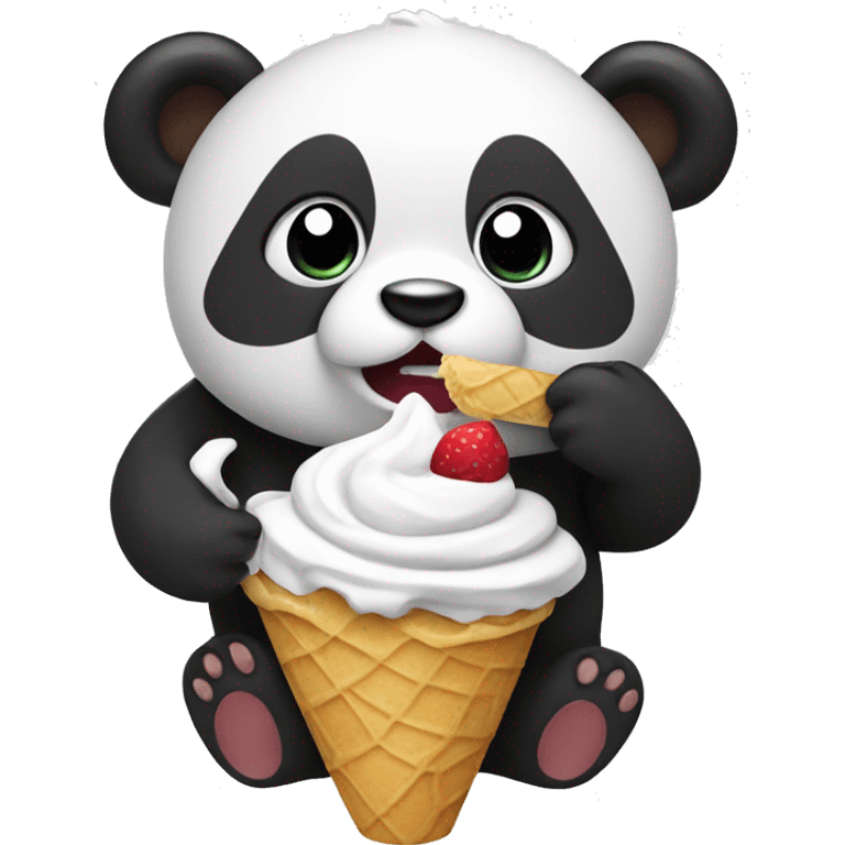 Panda eating ice cream emoji