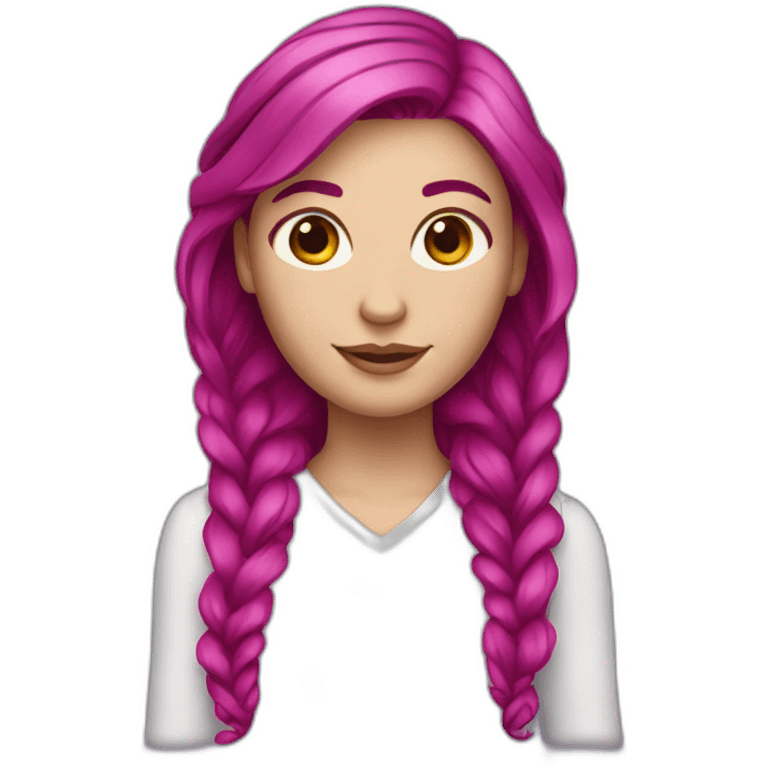 White girl with a magenta hair emoji