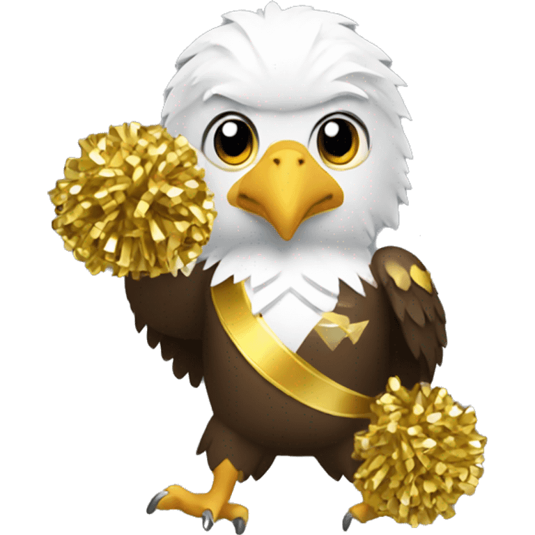 eagle holding gold cheerleading pom poms emoji