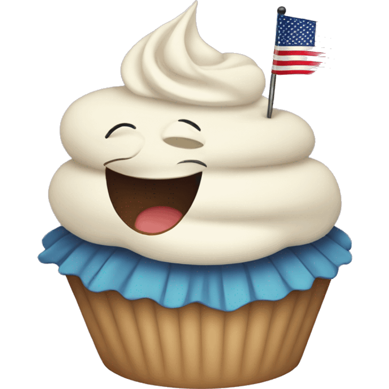 Happy cupcake with an American flag emoji