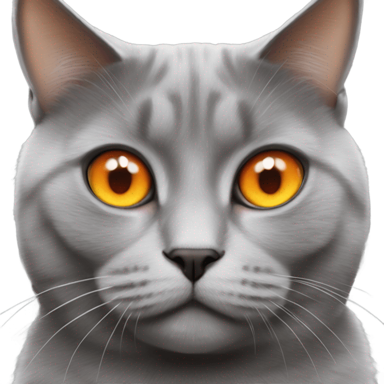 realistic british grey cat with orange eyes  emoji