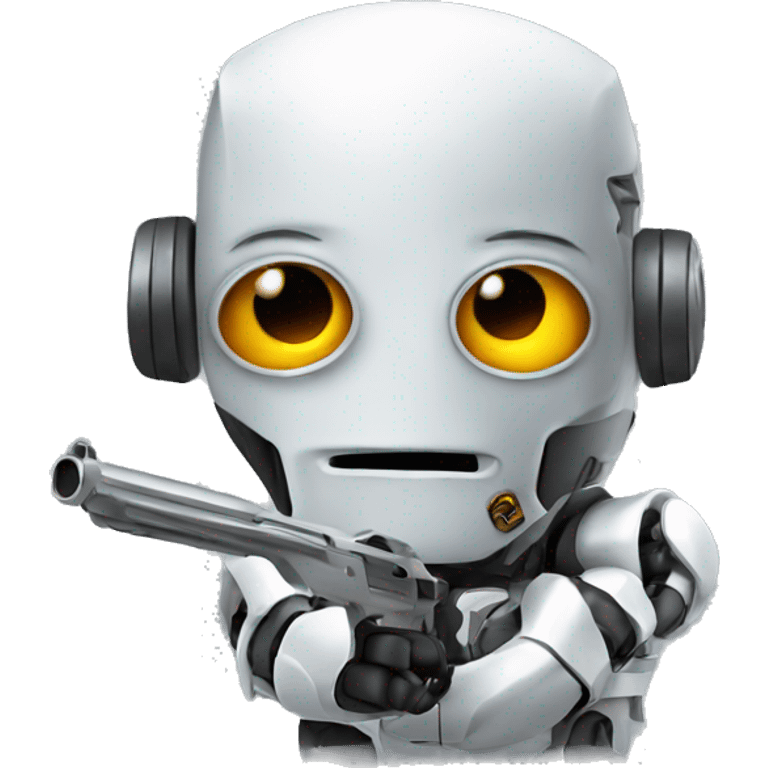 A robot with a gun emoji