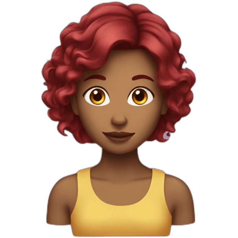 Fille cheveux bordeaux emoji